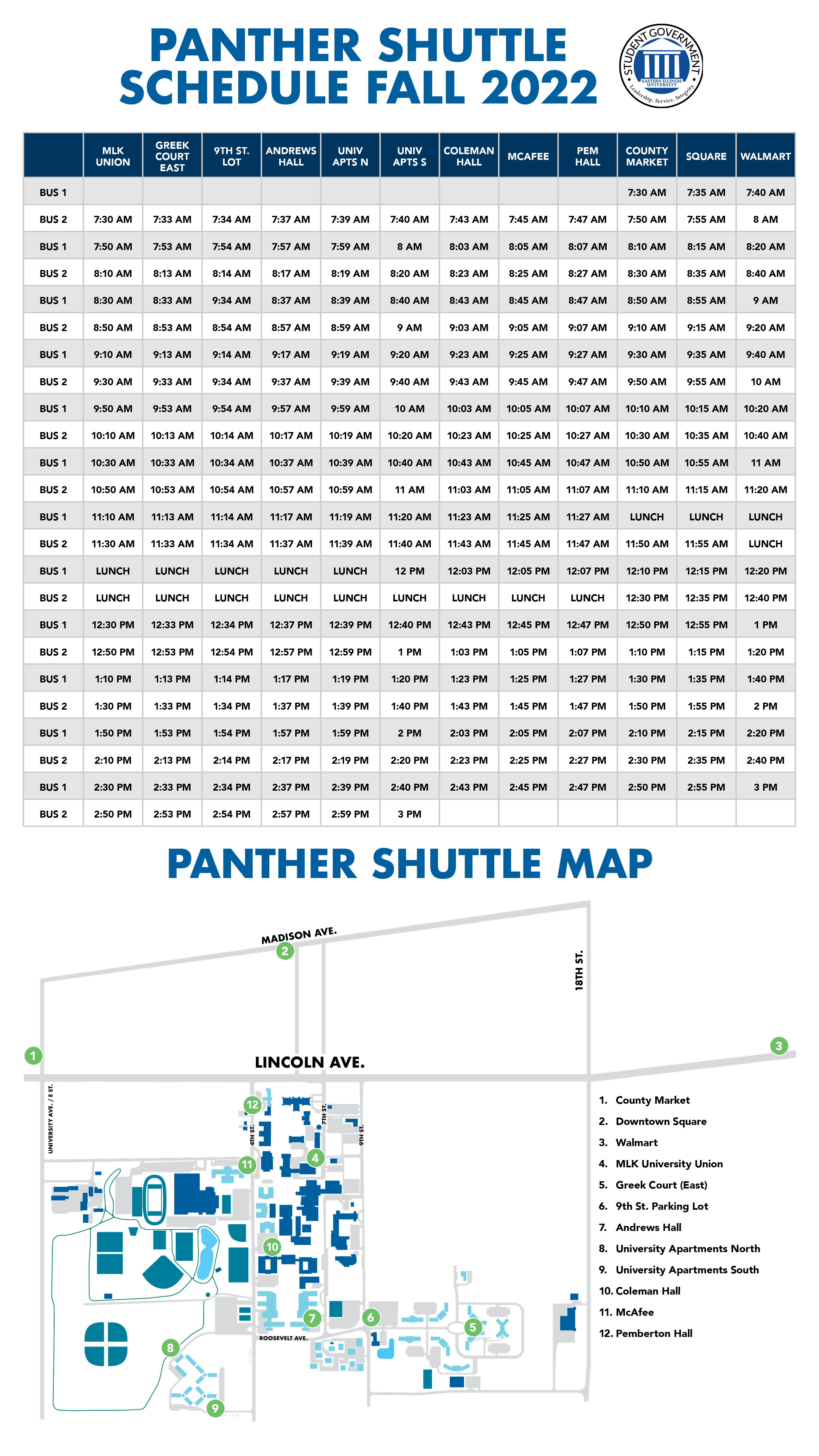 eiu fall 2023 schedule Eastern Illinois University EIU Panther Shuttle